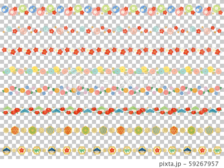 ライン素材 和模様イメージ2テクのイラスト素材