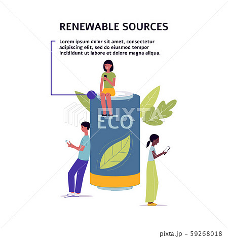 Renewable energy sources concept with people flat vector illustration isolated. Renewable energy sources concept with people flat vector illustration isolated. 59268018