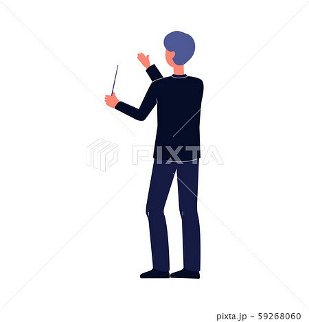 Orchestra conductor man holding baton stick and doing conducting hand gesture. 59268060