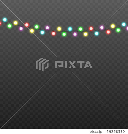 Realistic colorful Christmas lights garland with round light bulbs Realistic colorful Christmas lights garland with round light bulbs 59268530