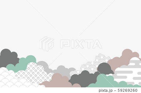 和柄を用いた雲の背景イラスト エ霞 青海波 鹿の子絞のイラスト素材