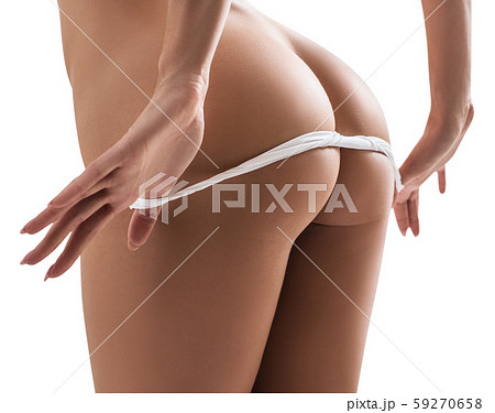 Sexy beautiful woman taking off her white panties. - Stock Photo [59270658]  - PIXTA