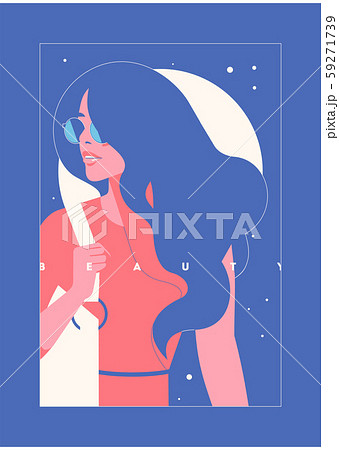 Vector fashion portrait of a model girl. Retro trendy illustration. 59271739