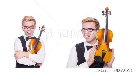 Funny violin player on white Funny violin player on white 59272019