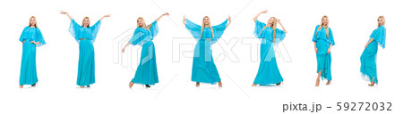 Young woman in gentle blue dress isolated on white Young woman in gentle blue dress isolated on white 59272032