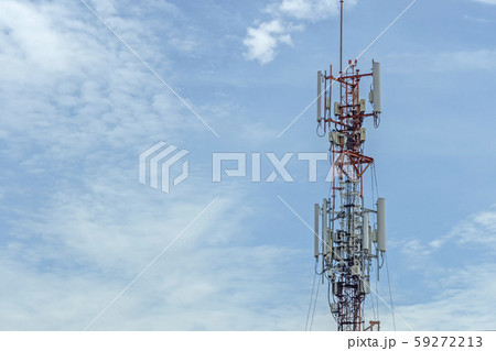 Communication tower transmission  signal with blue 59272213