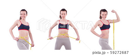 Young girl with centimeter in dieting concept 59272687