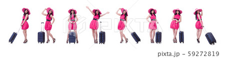 Young girl in pink dress travelling Young girl in pink dress travelling 59272819