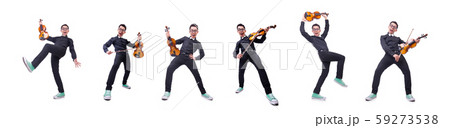 Funny violin player on white 59273538