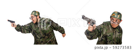 Military man with a gun isolated on white Military man with a gun isolated on white 59273583