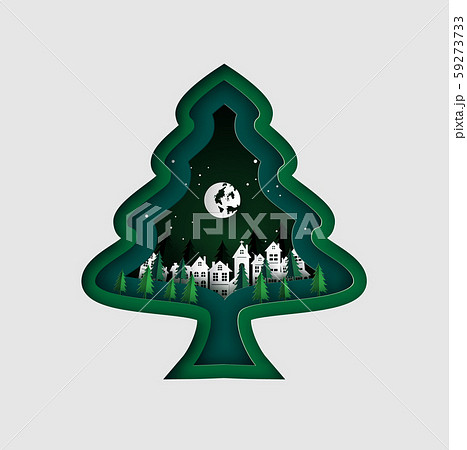 Merry Christmas greeting card with christmas tree. Merry Christmas greeting card with christmas tree. 59273733