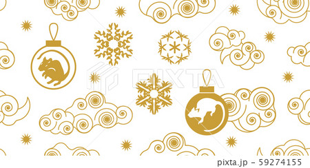 Seamless design with clouds and rat symbol. 59274155