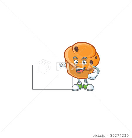 Pastry brioche mascot with grinning with board cartoon character 59274239