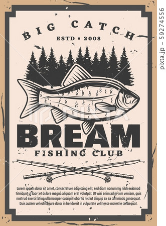 Retro fishing club, bream fish and rods tentacles 59274556