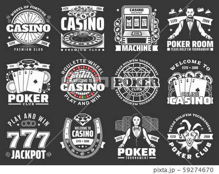 Poker club and casino, gambling game icons Poker club and casino, gambling game icons 59274670