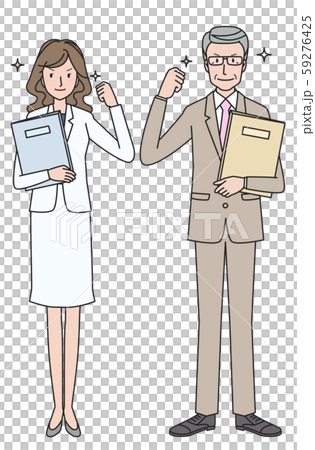 ガッツポーズのビジネスマンとOL 59276425