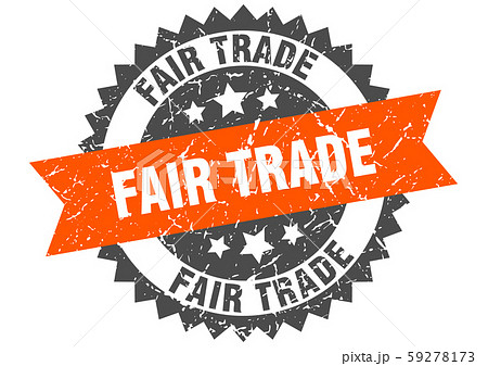 fair trade grunge stamp with orange band. fair 59278173