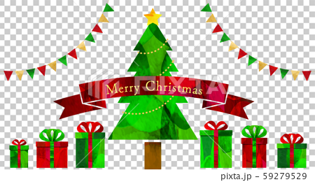 イラスト クリスマス ツリー クリスマスプレゼント ガーランド ベクター 切り絵風のイラスト素材 59279529 Pixta