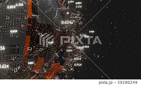 Connection Lines and Dots Around Digital Sphere 59280249