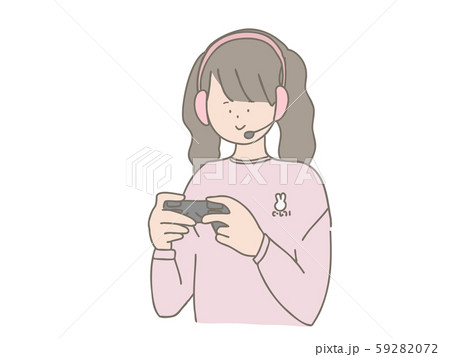 ヘッドセットをつけてゲームをする女の子 59282072