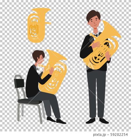 Vector illustration of a man holding a tuba 59282254