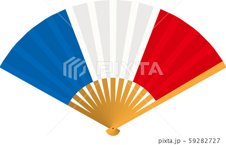 フランスの国旗柄の扇子のイラスト素材 フランスの国旗柄の扇子のイラスト素材