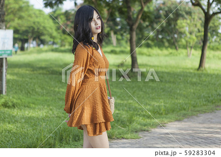 Asian young woman in the park 59283304
