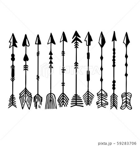 Camping symbols. Set of hand drawn arrows. 59283706
