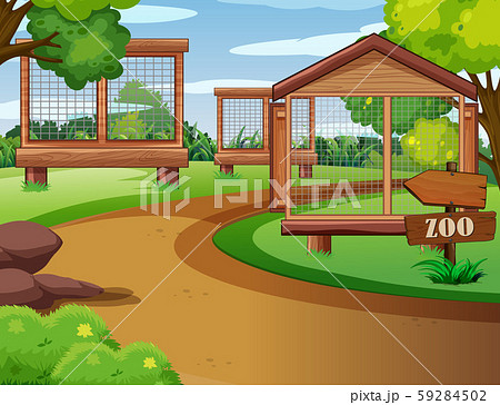Background scene of zoo with empty cages 59284502