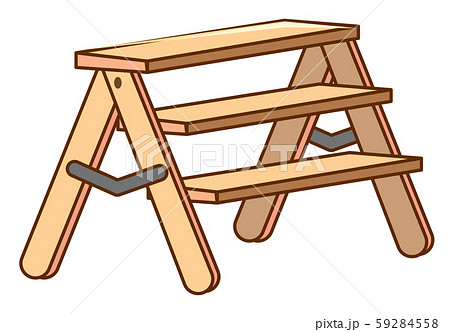 Wooden steps on white background 59284558