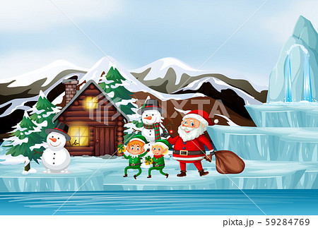 Christmas scene with Santa and elf 59284769