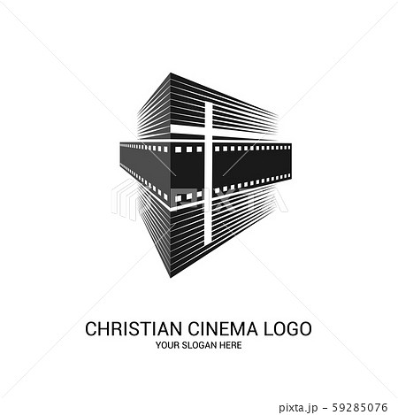 Christian cinema logo. Symbols of movies and videos for the ministry, conference, camp, festival, event. 59285076