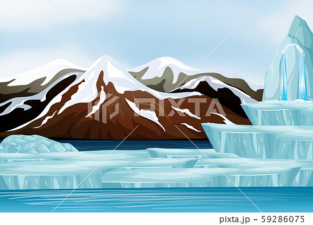 Scene with snow on the mountains 59286075