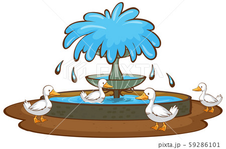 Ducks and fountain on white background Ducks and fountain on white background 59286101