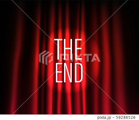 Theatre curtain with round spotlight. The end 59286526