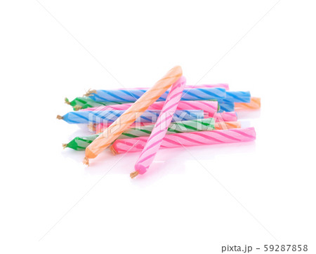 Birthday candles on white background 59287858
