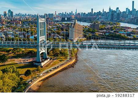 Aerial view of the Triborough Bridge on Randall's Island in New York 59288317