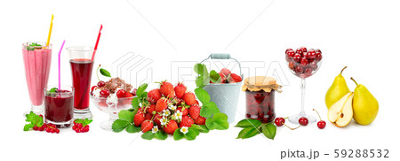 Panoramic collage fruit, drinks, ice cream 59288532