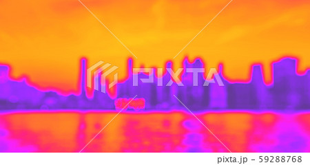 Blurred view of the NY skyline from Brooklyn Bridge Park 1980's retro style 59288768