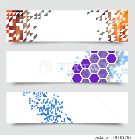 Business design templates. Set of Banners with Multicolored Polygonal Mosaic Backgrounds. Geometric 59288769