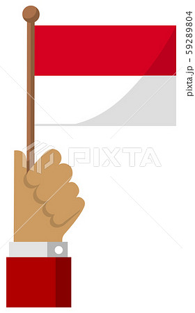 手持ち国旗イラスト ( 愛国心・イベント・お祝い・デモ ) /  インドネシア 59289804