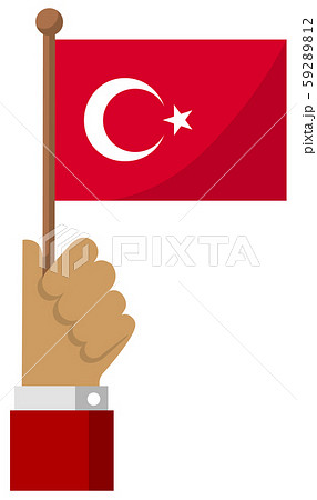 手持ち国旗イラスト 愛国心 イベント お祝い デモ トルコのイラスト素材