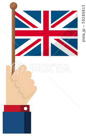手持ち国旗イラスト ( 愛国心・イベント・お祝い・デモ ) /  イギリス・英国