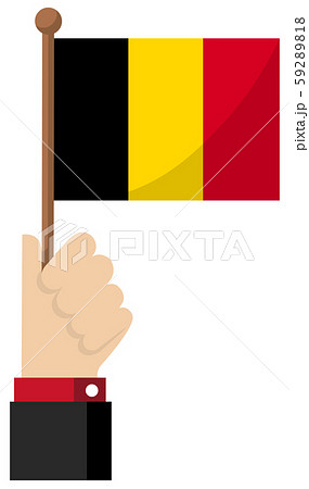 手持ち国旗イラスト 愛国心 イベント お祝い デモ ベルギーのイラスト素材