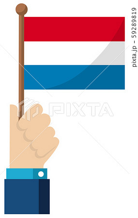 手持ち国旗イラスト 愛国心 イベント お祝い デモ オランダのイラスト素材