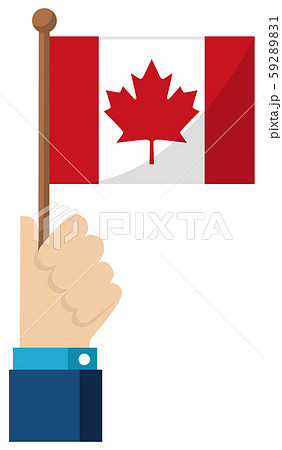 手持ち国旗イラスト 愛国心 イベント お祝い デモ カナダのイラスト素材 5921