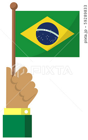 手持ち国旗イラスト 愛国心 イベント お祝い デモ ブラジル のイラスト素材 5923