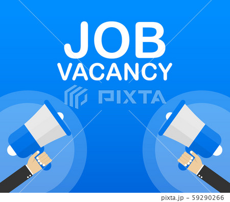 Hand Holding Megaphone with Job vacancy. Vector 59290266
