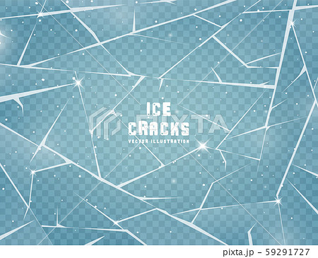 Realistic cracked ice surface. Frozen glass with cracks and scratches. Vector illustration. 59291727