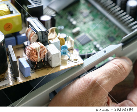 Hands holding PCB board Hands holding PCB board 59293394